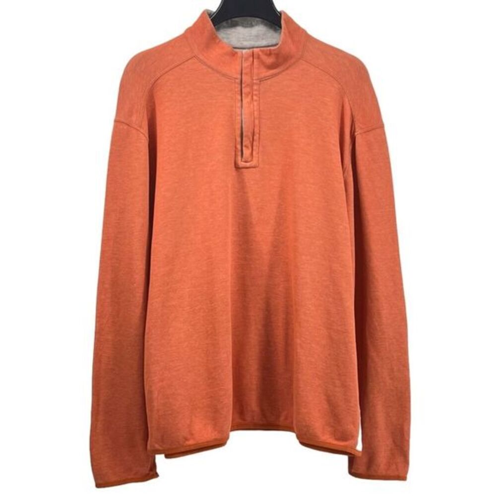 Tommy Bahama Mens Quarter Zip Thick Sweater Orange size L 10317